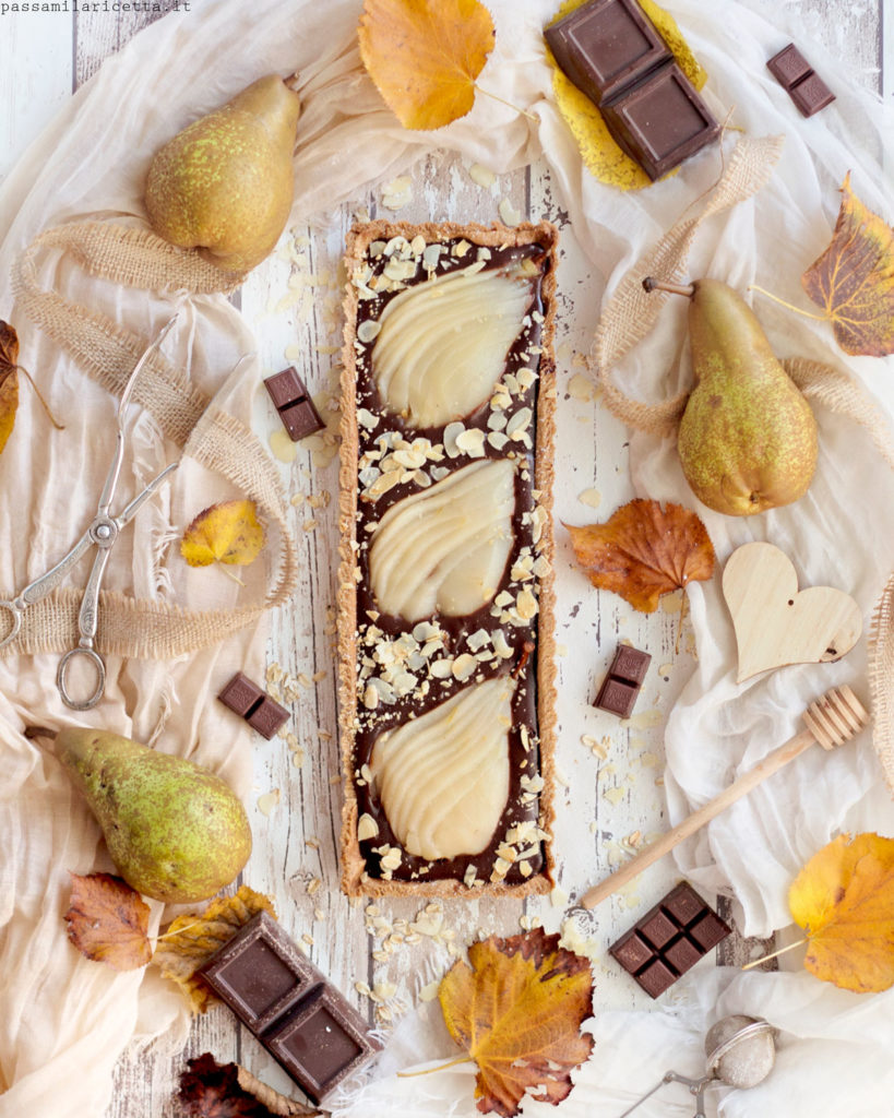 crostata alle pere e cioccolato fondente con ganache