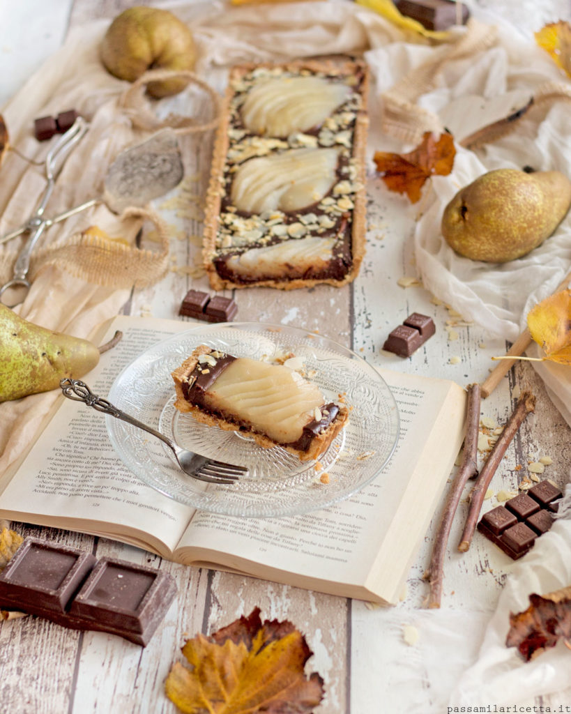 crostata alle pere e cioccolato fondente con ganache